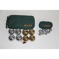 8 Ball Little and Large Pack - Combo 73mm Gold/Silver Balls and 35mm Metal Bocce/Petanque Sets with Green Bags