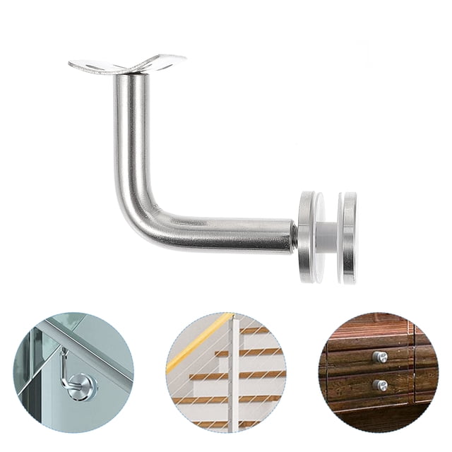 WEUVEB 2Pcs Handrail Wall Mount Bracket for Stair Railing 9X7Cm Silver