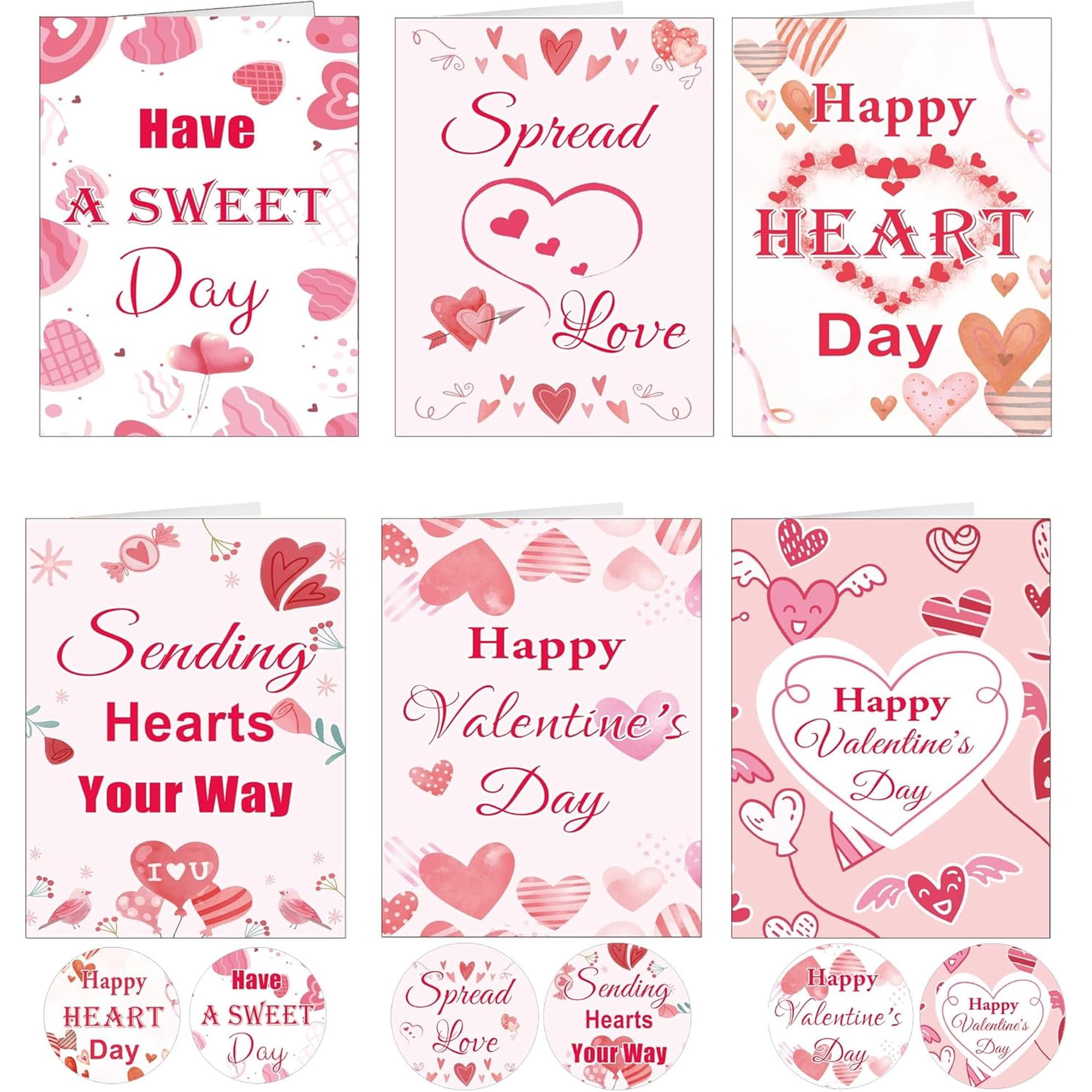 Happy Valentine s Day Cards 24 Pack Happy Heart Day Cards with Envelopes Valentine s Day Decorations Heart Card Heart Cards