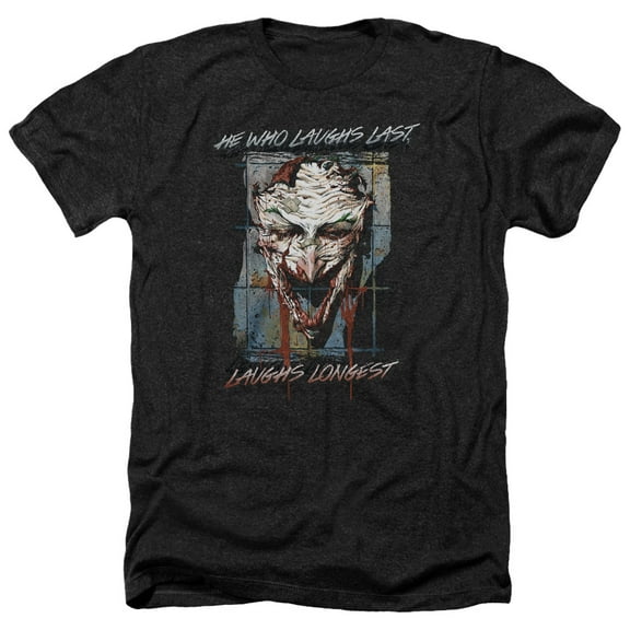 Trevco BM2483-HA-3 Batman & Just for Laughs-Adult Heather T-Shirt, Black - Large