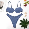 thumbnail image 2 of Mujeres Fshion correas Color sólido cómodo Split traje de baño Bikini ropa de playa conjunto Fridja  nalpqowj59612, 2 of 8