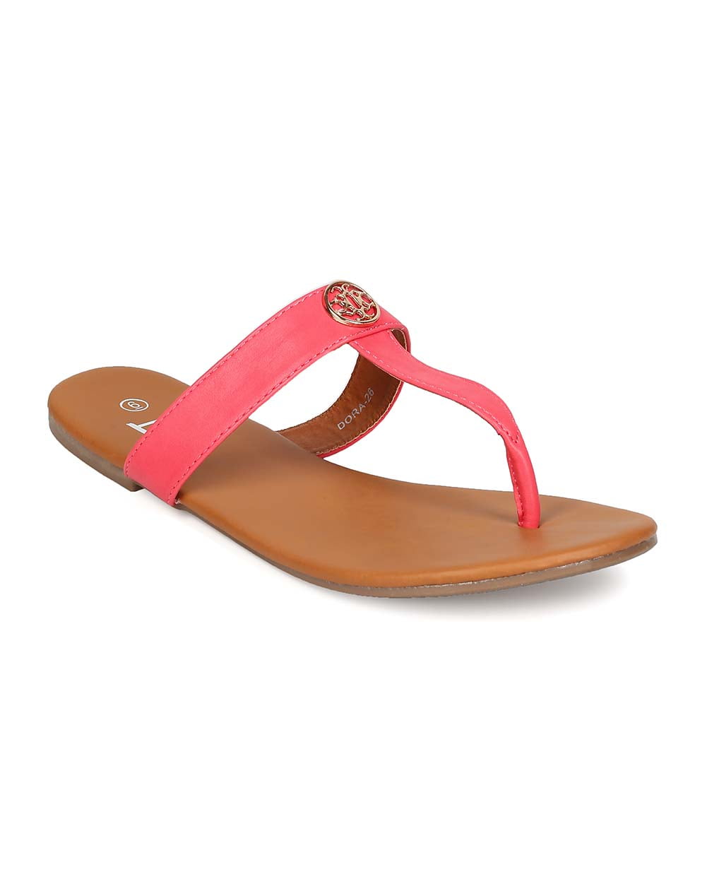 New Women Betani Dora-26 Leatherette T-Strap Emblem Flat Slip On Sandal -  Walmart.com
