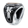 thumbnail image 3 of Bling Jewelry Mens Mens Silver Ring Signet Black Onyx Gemstone Longhorn Skull .925 Sterling Silver, 3 of 5