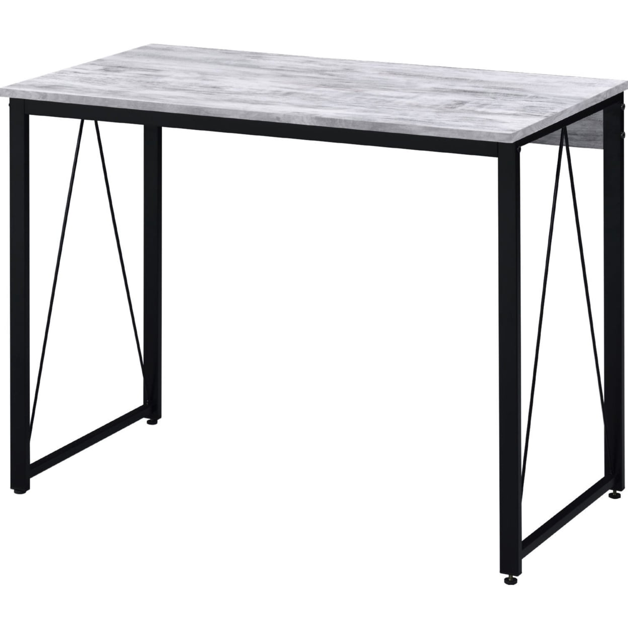 Writing Desk with V Shaped Accent and Distressed Look, White Saltoro