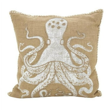 Saro Lifestyle Octopus Down Filled Cotton Jute Throw Pillow