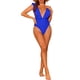 thumbnail image 2 of Traje de baño de una pieza para mujer, con escote en V, con volantes, monokini, control de abdomen, color azul real, talla XL, 2 of 5