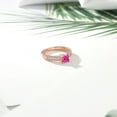 thumbnail image 4 of Gem Stone King 0.95 Ct Princess Cut Pink Mystic Topaz White Created Sapphire 18K Rose Gold Plated Silver Ring (Size 9), 4 of 5