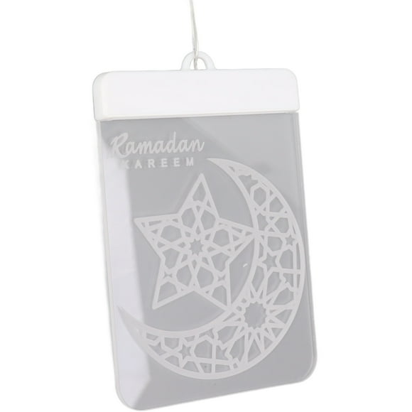 Eid Ramadan Window Lights, Warm Light Moon And Star Battery Powered 3D Warm White Rectangular Panel Eid Ramadan Lights  For Indoor