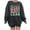 Dark Gray, variant on Fesfesfes Women Flannel Shirt Skull Print Loose Roundneck Long-Sleeved Fleece Oversized Sweatshirt Pullover