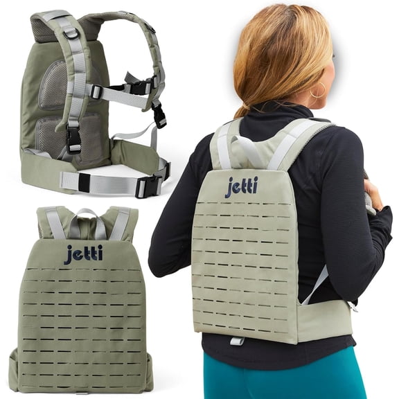 Jetti 7lb Nylon Weighted Vest for Women & Men with Starter Plate, Gray