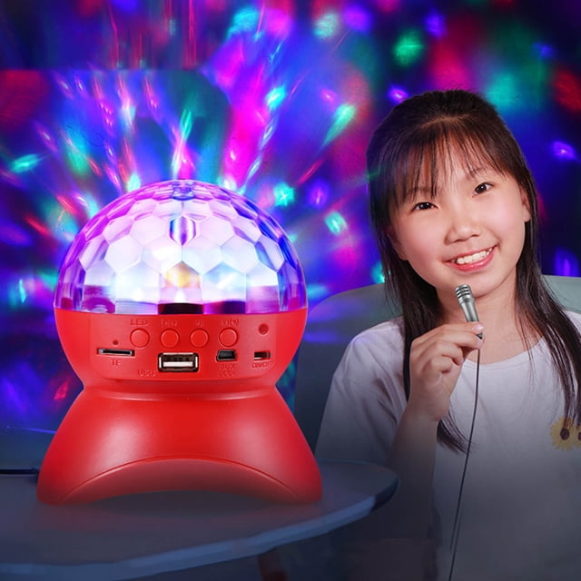 Yhmxh Smart Home Speaker Sound Machine Crystal Ball Disco Bluetooth LED Party Lights Speaker Support FM Card AUX With MIrcophone Blutooth