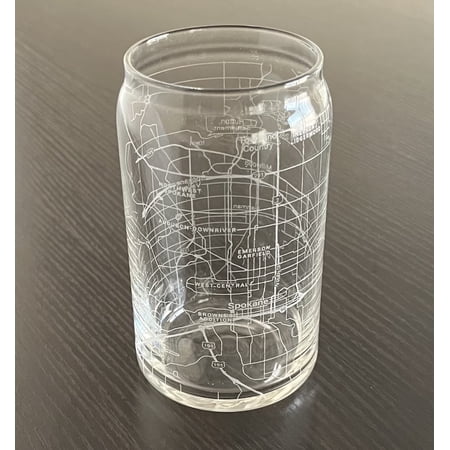 Beer Can Glass 16 oz Urban City Map Spokane Washington