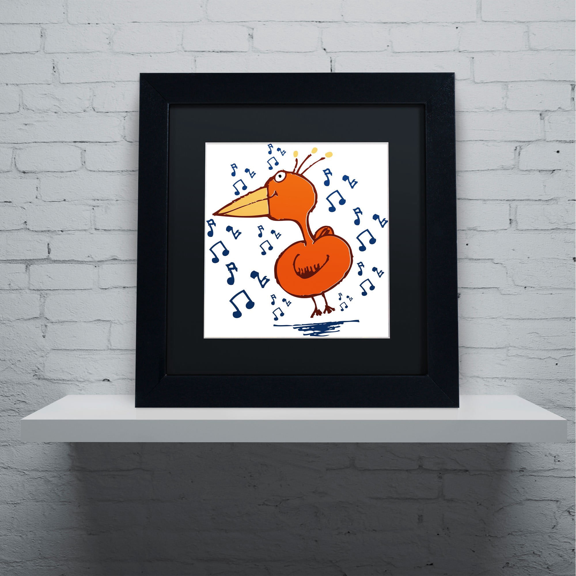 Carla Martell 'Music Bird' Black Matted Framed Art