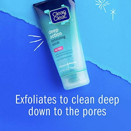 Clean & Clear Oil-Free Deep Action Exfoliating Facial Scrub, Cooling Face Wash for Deep Pore Cleansing, 7 oz