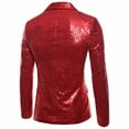 thumbnail image 2 of FAOWME Men's Suit Jacket Long Sleeved Lapel Buttons Sequin Fashion Comfortable Coats Tops For Stage Performance Red M, 2 of 4
