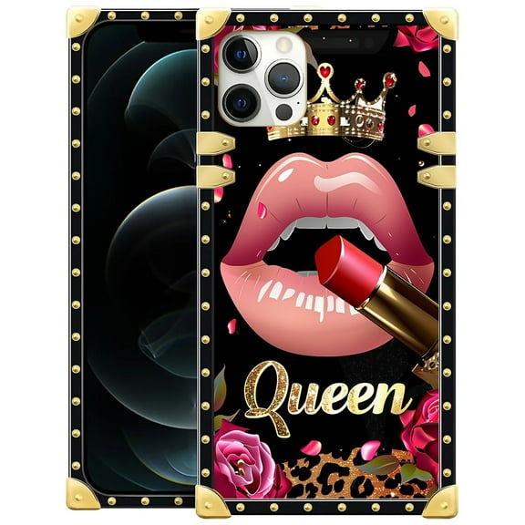 FKBRCL4U Compatible with iPhone 11 Pro Max Case, Glitter Red Rose Queen Leopard Lipstick Luxury Golden Decoration for Girl Women Soft TPU Shockproof Protective Hard PC Back