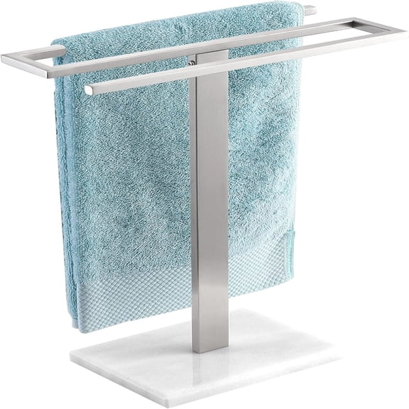 Hand Towel Holder Stand, Countertop Towel Stand for Bathroom with Marble Base S-Shape Towel Rack Free Standing Hand Towel Holder
