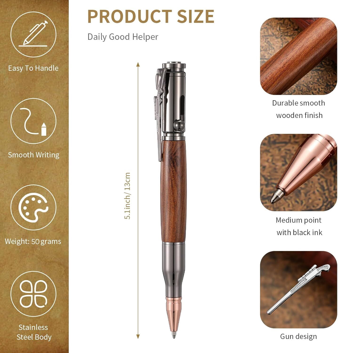 3 Sets Bolt Action Bullet Pen, Mens Gift, Tactical Writing Instrument