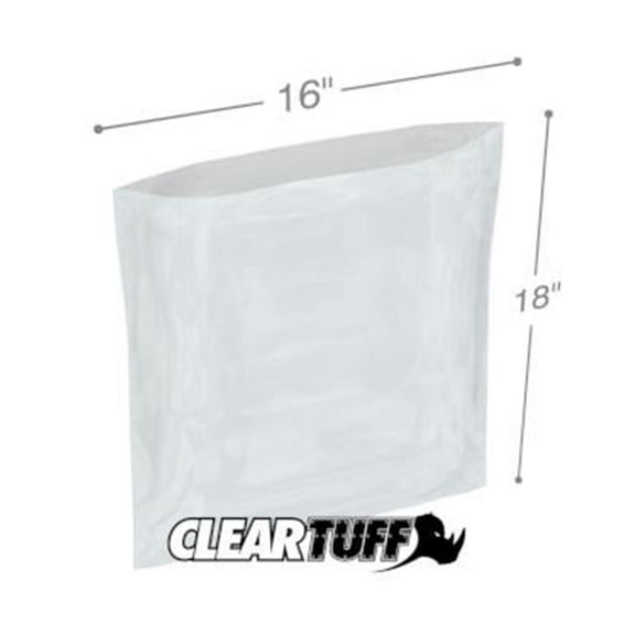 International Plastics PB11618 16 x 18 in. Clear Poly Bags, 0.00125 Gauge - Case of 1000
