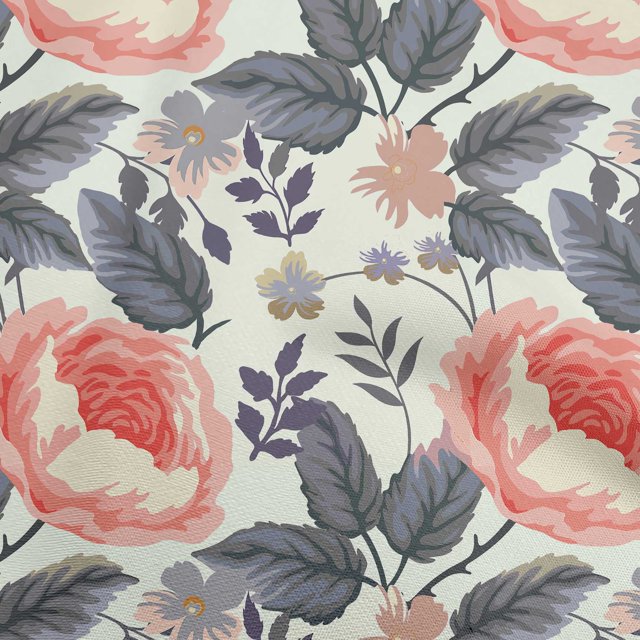 oneOone Tissu Polyester Spandex Rouge Matériel de Robe Florale Tissu Imprimé Tissu au Mètre 56 Pouces de Large-0o