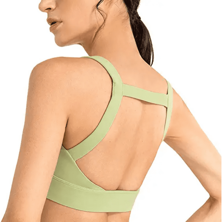 Backless Sports Bras for Women Sexy Square Neck Workout Crop Top Built in  Bra Open Back Bra Fitness Running Yoga Tops, Green, L