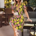 thumbnail image 3 of Naloa Tulips Flowers Print Womens Summer A-Line Dress with Pockets,Short Sleeve Dresses,Flowy Beach Swing Dress for Vacation Travel, 3 of 6