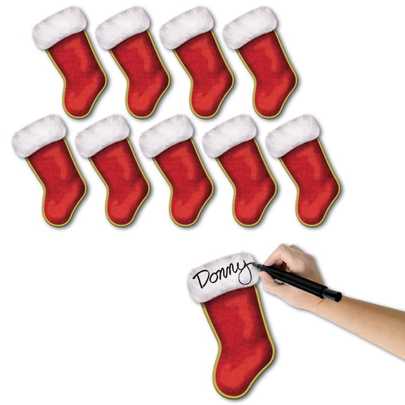 Beistle Club Pack of 120 Mini Red Printed Christmas Stocking Cutouts 7.25"