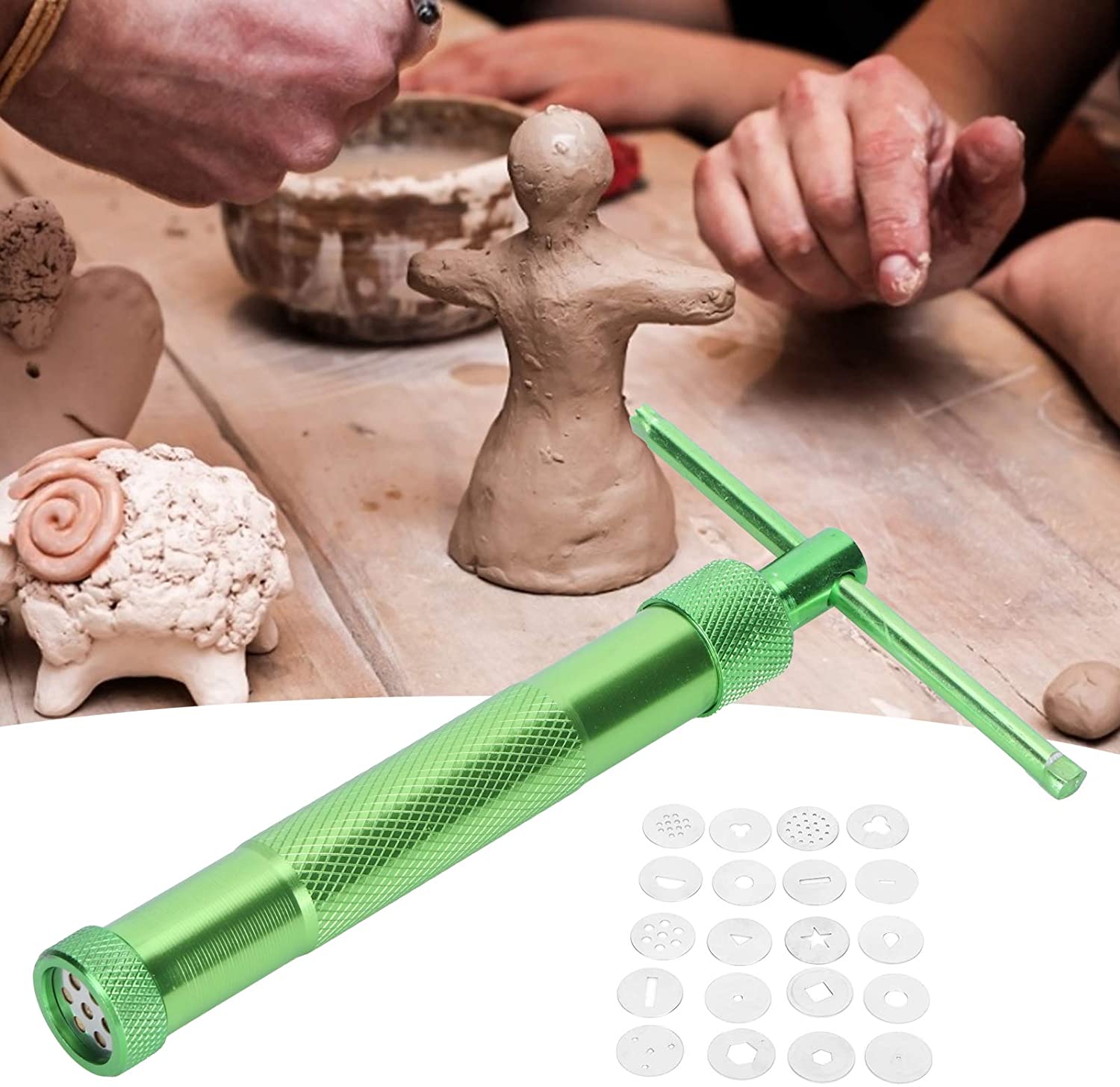 Clay Extruder Tool, Clay Tool Sugar Paste Extruder Fondant Extruder Cake Decor Tool Set Rotary Crowded Mud Clay Extruder Ceramics Pottery Clay