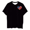 thumbnail image 3 of Camiseta de Cuello Redondo Impresa Delantera Y Trasera Del Día de la Independencia de las Mujeres, Tops Cortos Casuales para las Mujeres, 3 of 5