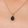 thumbnail image 3 of Gem Stone King 10K Yellow Gold Black Onyx Pendant Necklace for Women | 1.09 Cttw | Gemstone December Birthstone | Pear Shape 8X6MM | With 18 inch Chain, 3 of 6