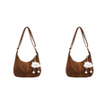 thumbnail image 1 of Bolso Gamuza Con Forma Media para Mujer Correa Ajustable Hobo (marrón), 1 of 7