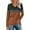 Brown, variant on Women T Shirts Patchwork Print Casual Tops with V Neck Long Sleeve Tees for Women Brown L