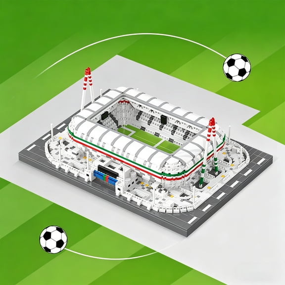 Juventus Allianz Stadium Diamond Block Building Set  2,342 Pieces Micro-Brick Football Stadium Model Kit, Architecture Collectible Display Toy for Adults & Teens Age 14+