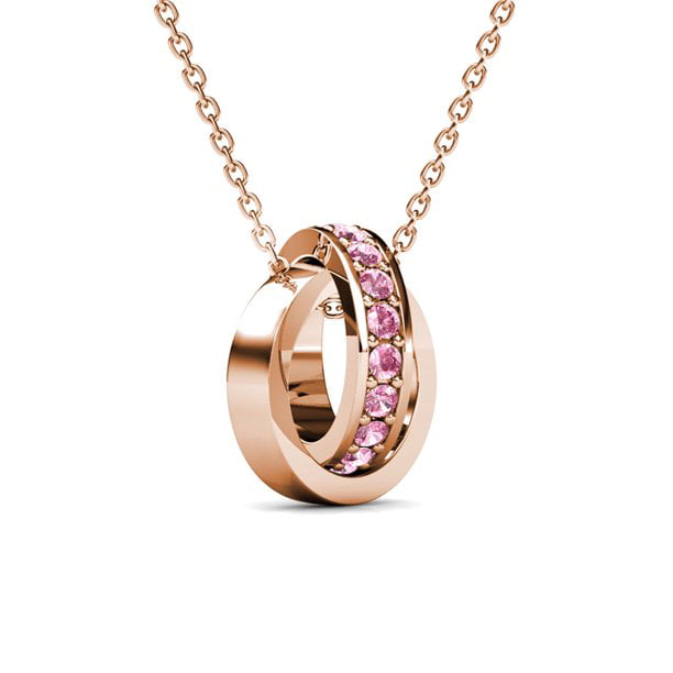 Cate & Chloe Rosie 18k Rose Gold Pendant Necklace with Pink Crystals ...