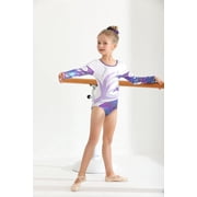 Ingzy Girls Gymnastics 3-Piece Leotard Set - Long Sleeve Sparkly Rhinestone Outfit with Shorts & Hairband | Ballet Dance Biketard Activewear for 5-12 Years