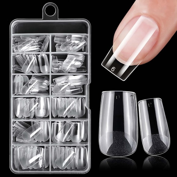 Puntas de gel Fake Nails LuckForever, 240 unidades, cortas y cuadradas, de cobertura completa