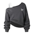 thumbnail image 7 of Girls Off The Shoulder Sweatshirt Asymmetrical Long Sleeve Cute Tops Fall Clothes for Teen Girls, 7 of 7