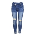 thumbnail image 6 of Ahdbta Women's Ripped Jeans Asymmetrical High Waisted Skinny Denim Pants Distressed Washed Stretchy Lounge Jeans with Pockets, 6 of 7