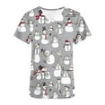 thumbnail image 4 of LSLJS Women's Fashion Short Sleeve V-Neck Tops Working Uniform Printing Pocket Blouse Tops, Christmas Scrub Tops, 4 of 4
