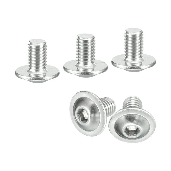 Uxcell Flanged Button Head Socket Cap Screws, 100 Pcs M5x8mm - 304 Stainless Steel Socket Drive Fasteners Bolts, Fully Thread Machine Screws (Silver)