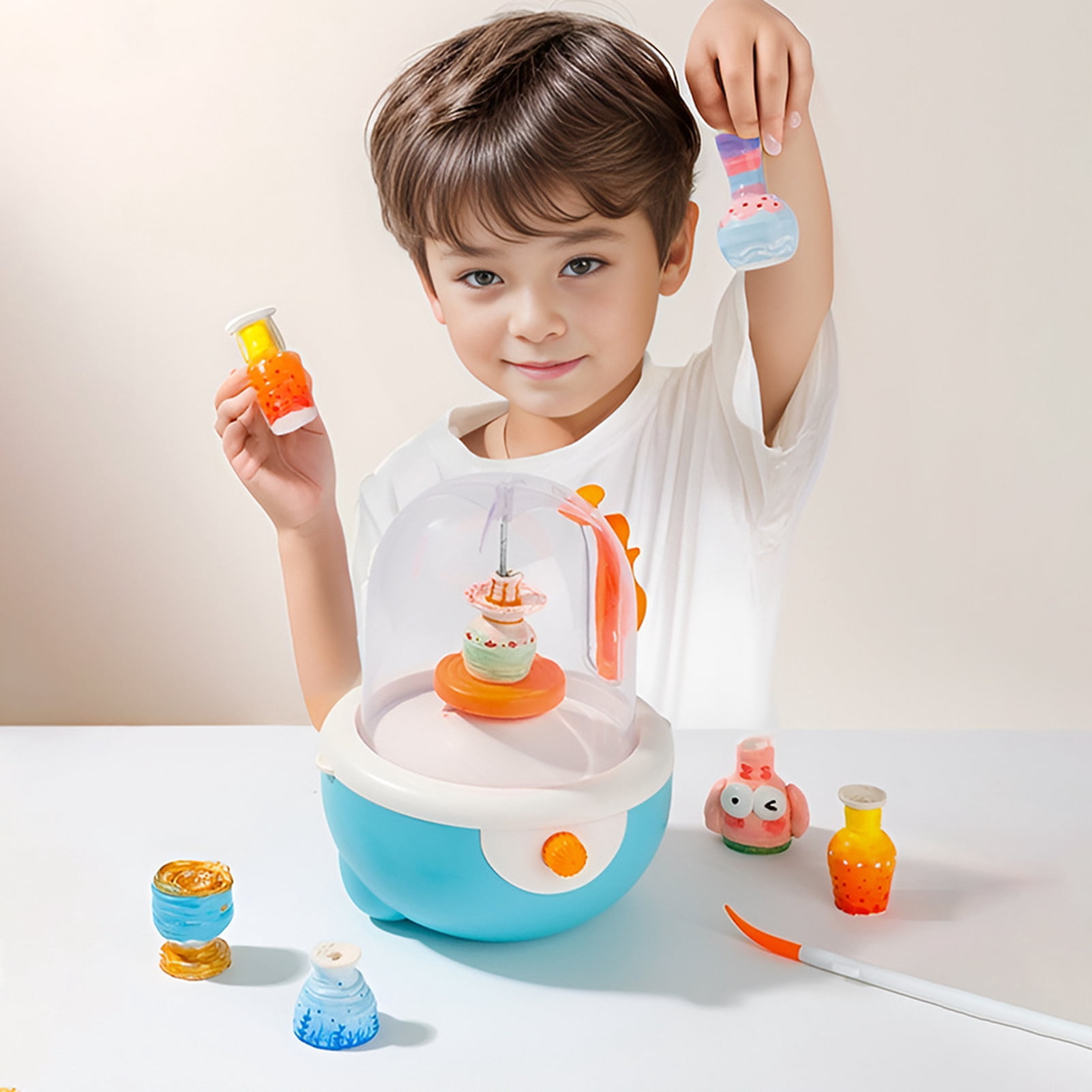 Trendix Mini Ceramic Wheel Kit, Electric DIY Clay Sculpting Tool, Pottery Wheel Painting Kit Arts and Crafts for Kids
