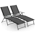 thumbnail image 1 of Costway Juego De 2 Tumbonas Para Exteriores, Reposeras Con Respaldo Y Reposapiés Ajustables, Reclinable Plegable Para Junto A La Piscina, Patio Trasero, Color Tostado/Negro/Gris, 1 of 4