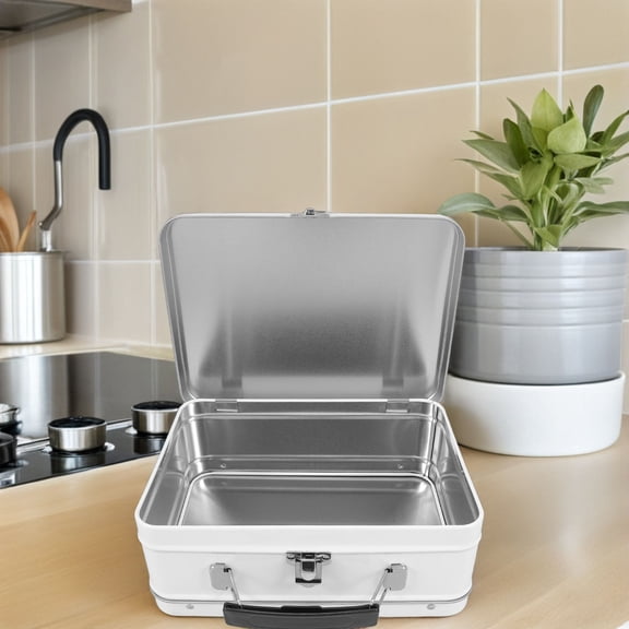 DEEPCRAFF Vintage Metal Lunch Box Tinplate Container for Outdoor Meals and Picnic Storage