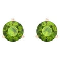 thumbnail image 3 of 14K Solid Gold Screw Back Stud Earrings for Women | 2 cttw Round Cut Natural Peridot | Rose Gold, 3 of 5