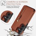 thumbnail image 3 of Cutyskin for Samsung Galaxy S22 Plus Wallet Case【RFID Blocking】 with Card Holder Cash Pocket Zipper Bills Slot, Soft PU Leather Magnetic Back Folio Kickstand, Finger Ring Holder Hook Case, Brown, 3 of 9