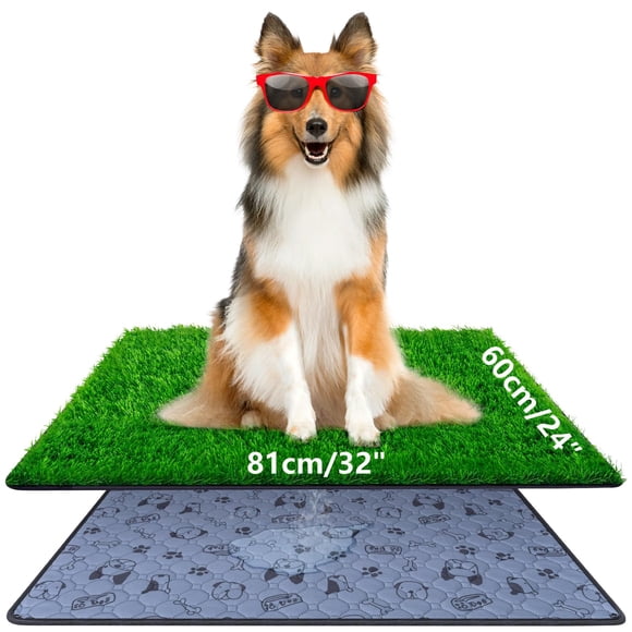 Alckijy Tapete sanitario para perros de césped artificial lavable 81 x 60 cm