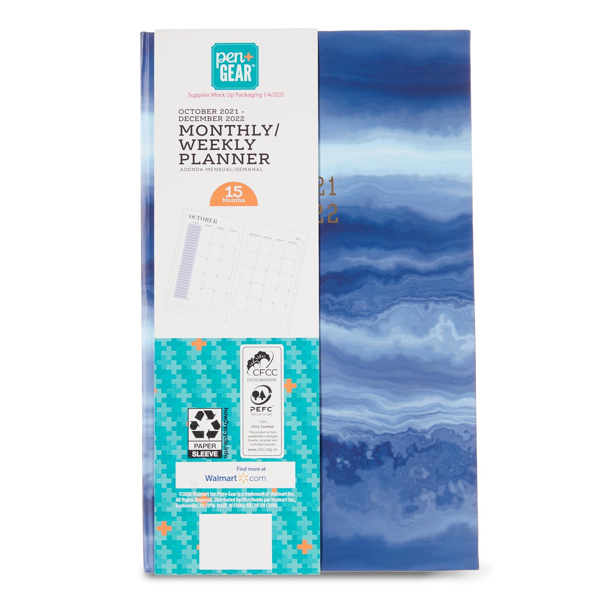 Pen+Gear Casebound October 2021-December 2022 Monthly/Weekly Planner