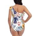 thumbnail image 5 of Haiem Lilies Flowers Women's One Piece Swimsuits Tummy Control One Shoulder Bathing Suits Ruffle Swimwear-XX-Large, 5 of 8