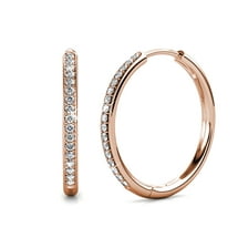 Cate & Chloe Bianca 18k White Gold Hoop Earrings with Crystals Rose Gold Female
