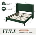 thumbnail image 3 of Amolife Full Size Bed Frame, Velvet Platform Bed with Upholstered Wingback Headboard, No Box Spring Needed, Green, 3 of 12